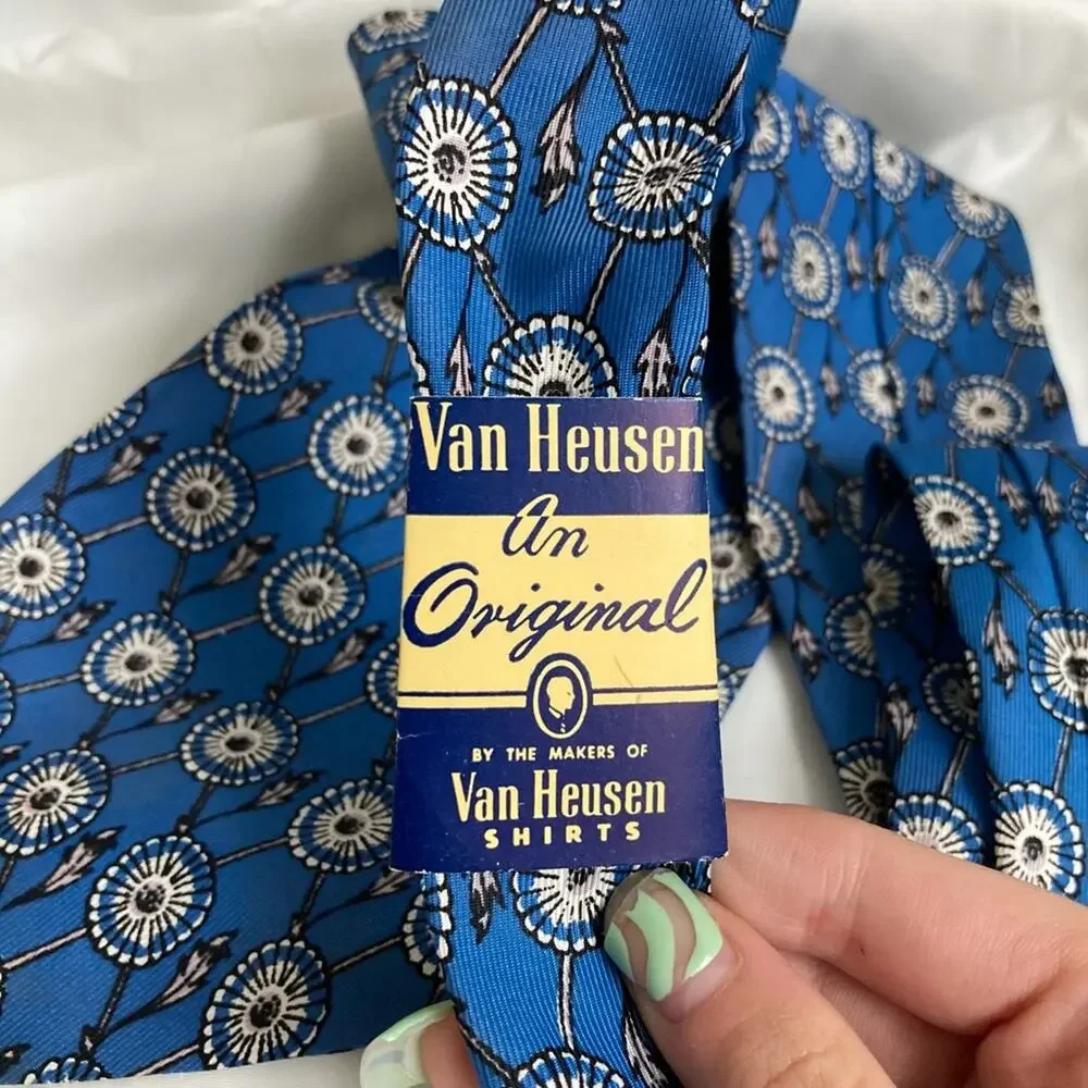 Vintage Van Heusen Van Cruise Blue Tie With Original Tags New Old Stock Rayon